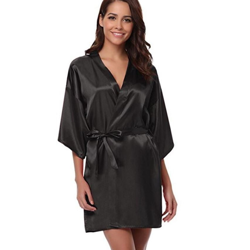 Peignoir Satiné Motif Uni