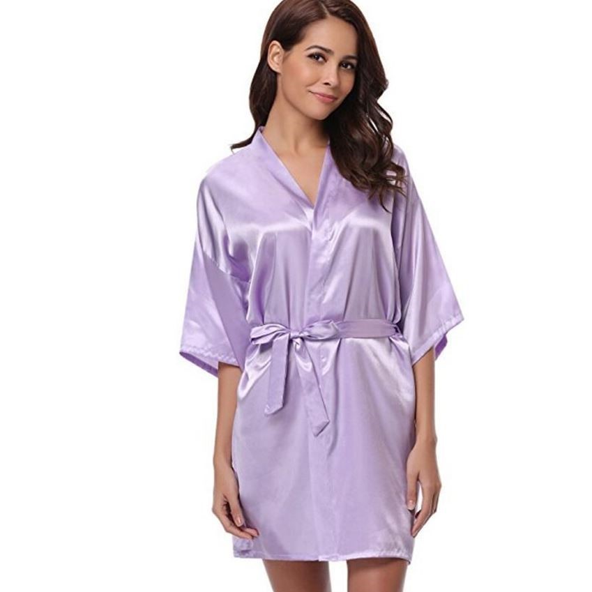 Peignoir Satiné Motif Uni