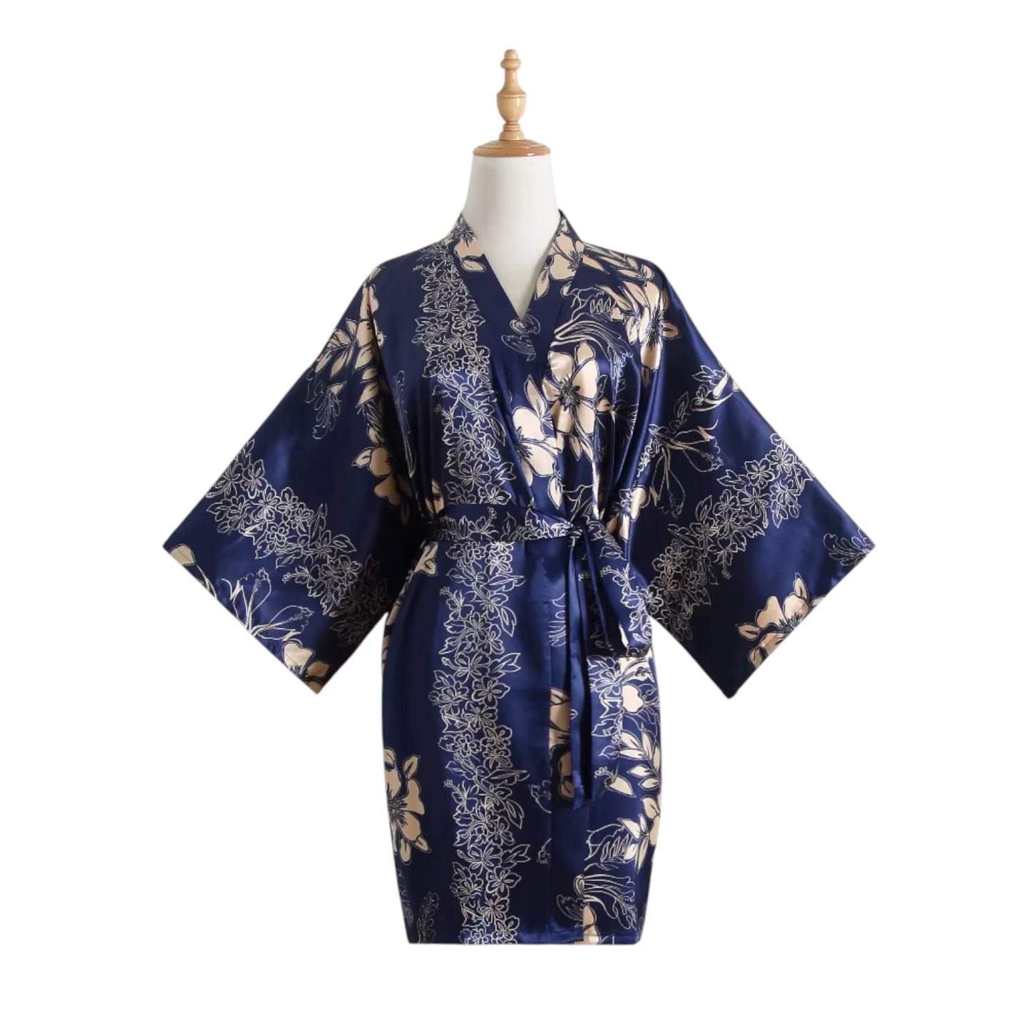 Peignoir Satiné Motif Floral