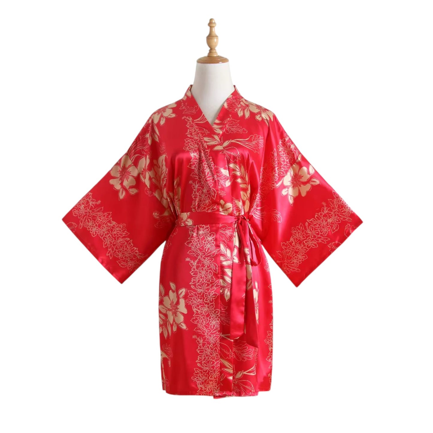 Peignoir Satiné Motif Floral