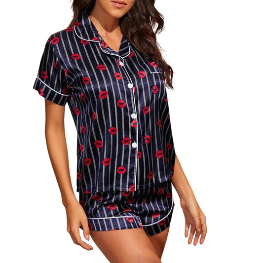 Pyjama Short Motif Imprimé 2 Pièces