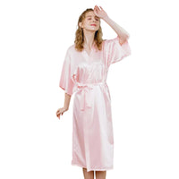 Peignoir Satiné Long Motif Uni