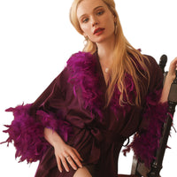 Peignoir Satiné à Plumes